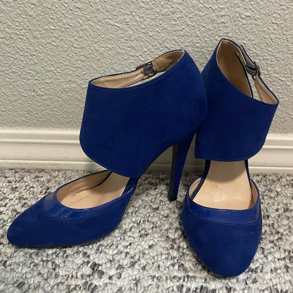 Qupid | Blue Suede Stilettos